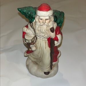 Vintage Classic Santa Figurine - Red, Green, Cream Holiday Decor
